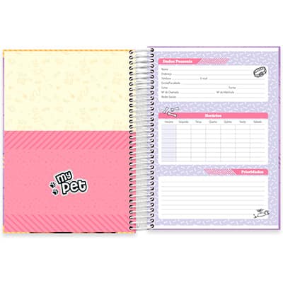 Caderno universitário capa dura 10x1 160 folhas, My Pet York, Spiral, 2278643 - PT 1 UN