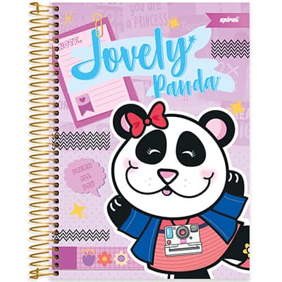 Caderno universitário capa dura 10x1 160 folhas, Pop Pet Panda, Spiral, 2278698 - PT 1 UN