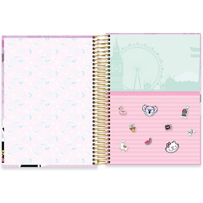 Caderno universitário capa dura 10x1 160 folhas, Pop Pet Panda, Spiral, 2278698 - PT 1 UN