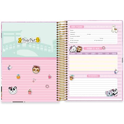 Caderno universitário capa dura 10x1 160 folhas, Pop Pet Panda, Spiral, 2278698 - PT 1 UN