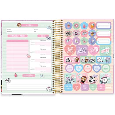 Caderno universitário capa dura 10x1 160 folhas, Pop Pet Panda, Spiral, 2278698 - PT 1 UN