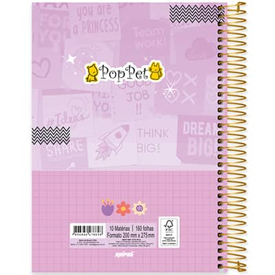 Caderno universitário capa dura 10x1 160 folhas, Pop Pet Panda, Spiral, 2278698 - PT 1 UN