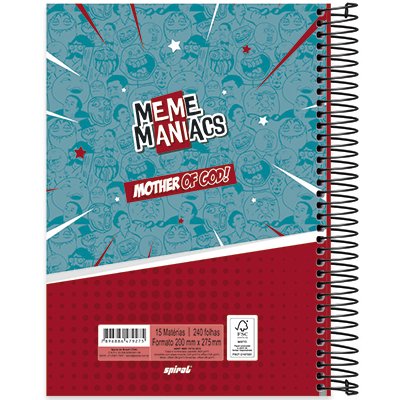 Caderno universitário capa dura 15x1 240 folhas, Meme Maniacs, Spiral, 2279275 - PT 1 UN