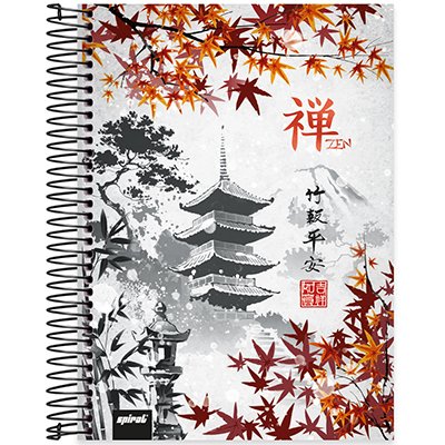 Caderno universitário capa dura 15x1 240 folhas, Zen Templo, Spiral, 2279435 - PT 1 UN
