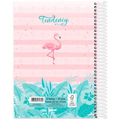 Caderno universitário capa dura 20x1 320 folhas, Tendency Flamingo, Spiral, 2279800 - PT 1 UN