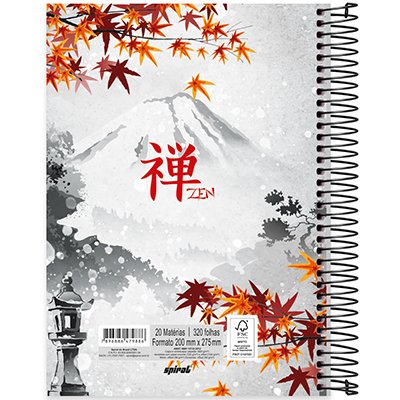 Caderno universitário capa dura 20x1 320 folhas, Zen Templo, Spiral, 2279886 - PT 1 UN