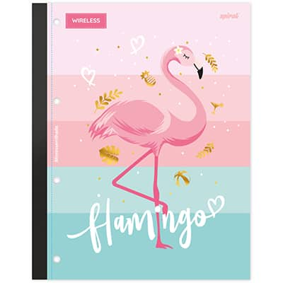 Caderno universitário 1x1 80 folhas coladas wireless Tendency Flamingo 2281384 Spiral PT 1 UN