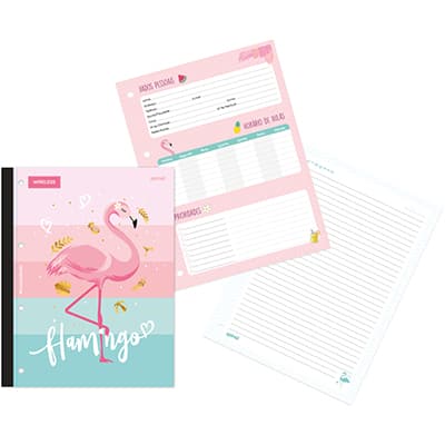 Caderno universitário 1x1 80 folhas coladas wireless Tendency Flamingo 2281384 Spiral PT 1 UN