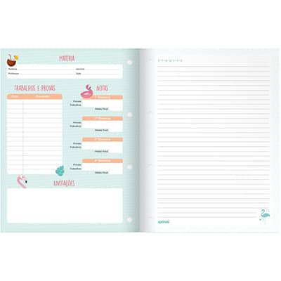 Caderno universitário 1x1 80 folhas coladas wireless Tendency Flamingo 2281384 Spiral PT 1 UN