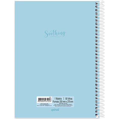 Caderno universitário capa polipropileno 1x1 80 folhas, Soothing Azul, Spiral, 2264028 - PT 1 UN
