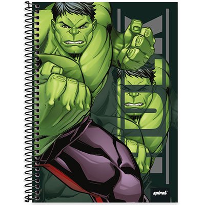 Caderno universitário capa dura 1x1 80 folhas, Marvel Avengers - Vingadores Hulk, Spiral, 2276427 - PT 1 UN