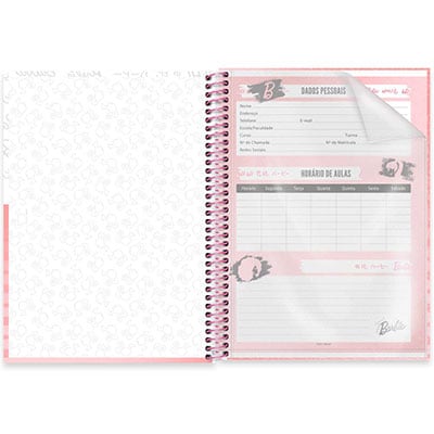 Caderno universitário capa dura 1x1 80 folhas, Barbie, Spiral, 2276458 - PT 1 UN