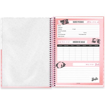 Caderno universitário capa dura 1x1 80 folhas, Barbie, Spiral, 2276458 - PT 1 UN