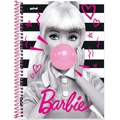 Caderno universitário capa dura 1x1 80 folhas, Barbie, Spiral, 2276472 - PT 1 UN