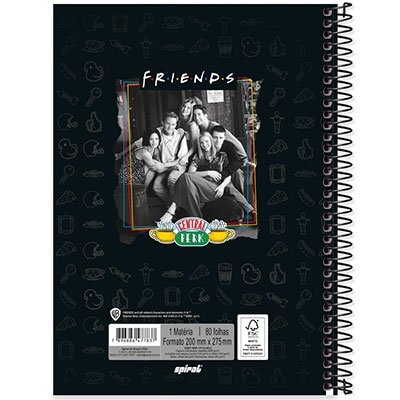 Caderno universitário capa dura 1x1 80 folhas, Friends, Spiral, 2277837 - PT 1 UN