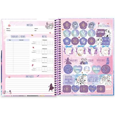 Caderno universitário capa dura 1x1 80 folhas, Disney Frozen, Spiral, 2277936 - PT 1 UN