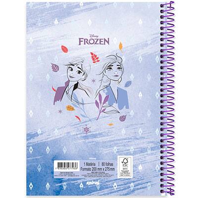 Caderno universitário capa dura 1x1 80 folhas, Disney Frozen, Spiral, 2277936 - PT 1 UN