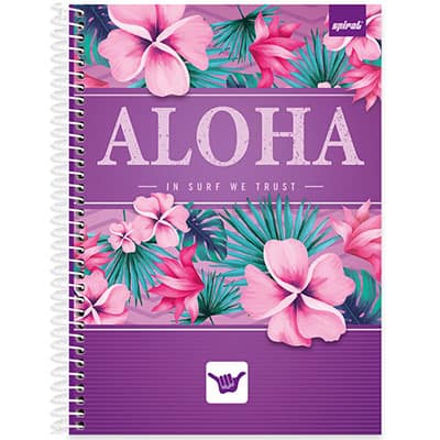 Caderno universitário capa dura 1x1 80 folhas, Hang Loose Roxa, Spiral, 2276946 - PT 1 UN