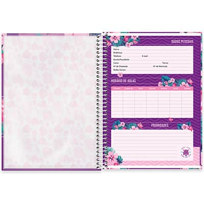 Caderno universitário capa dura 1x1 80 folhas, Hang Loose Roxa, Spiral, 2276946 - PT 1 UN