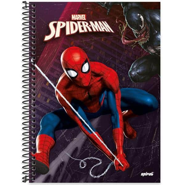 Caderno universitário capa dura 1x1 80 folhas, Homem Aranha Spiderman Marvel, Spiral, 2277943 - PT 1 UN