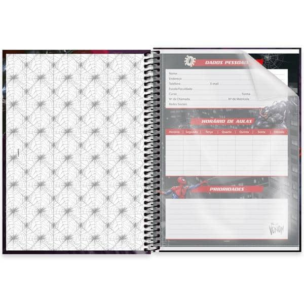 Caderno universitário capa dura 1x1 80 folhas, Homem Aranha Spiderman Marvel, Spiral, 2277943 - PT 1 UN