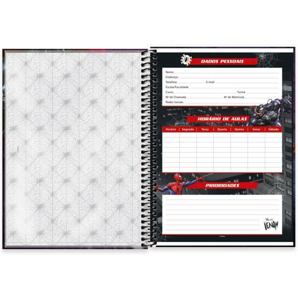 Caderno universitário capa dura 1x1 80 folhas, Homem Aranha Spiderman Marvel, Spiral, 2277943 - PT 1 UN