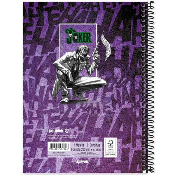 Caderno universitário capa dura 1x1 80 folhas, Joker, Spiral, 2277066 - PT 1 UN