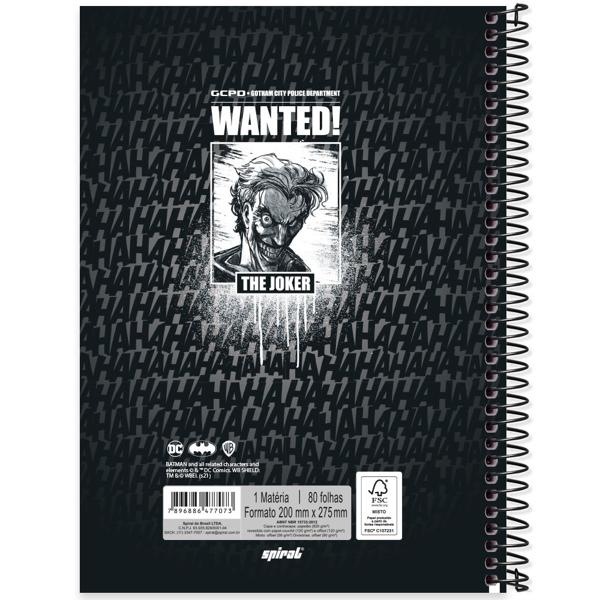 Caderno universitário capa dura 1x1 80 folhas, Joker, Spiral, 2277073 - PT 1 UN