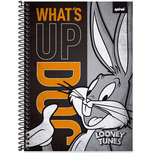 Caderno universitário capa dura 1x1 80 folhas, Looney Tunes Pernalonga, Spiral, 2277134 - PT 1 UN