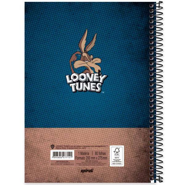 Caderno universitário capa dura 1x1 80 folhas, Looney Tunes Coiote, Spiral, 2277141 - PT 1 UN