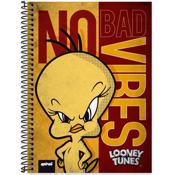 Caderno universitário capa dura 1x1 80 folhas, Looney Tunes Piu Piu, Spiral, 2277158 - PT 1 UN