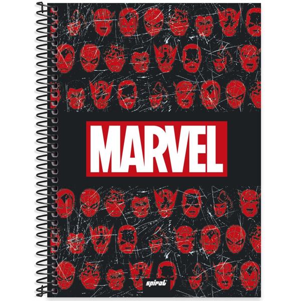 Caderno universitário capa dura 1x1 80 folhas, Marvel Comics, Spiral, 2277172 - PT 1 UN