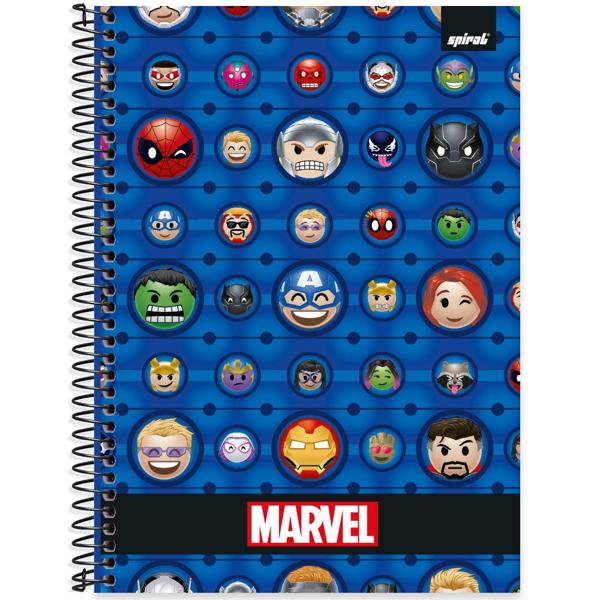 Caderno universitário capa dura 1x1 80 folhas, Marvel Emoji, Spiral, 2277196 - PT 1 UN