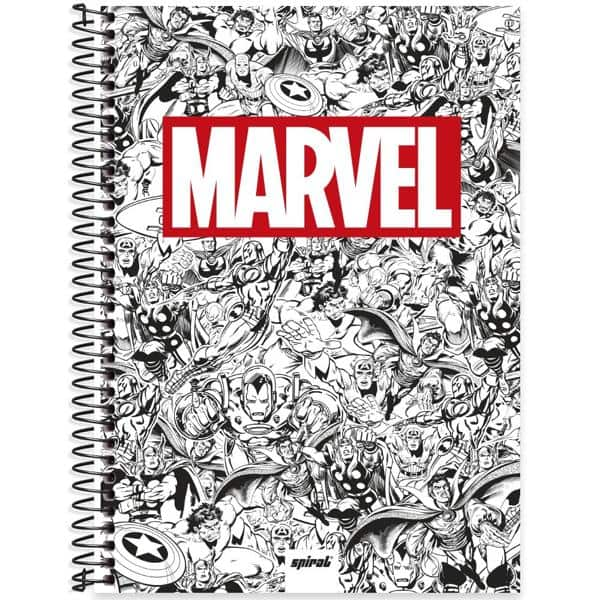 Caderno universitário capa dura 1x1 80 folhas, Marvel Red Brick, Spiral, 2277233 - PT 1 UN