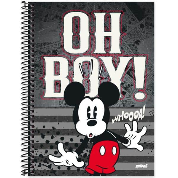 Caderno universitário capa dura 1x1 80 folhas, Mickey Clássico, Spiral, 2276625 - PT 1 UN