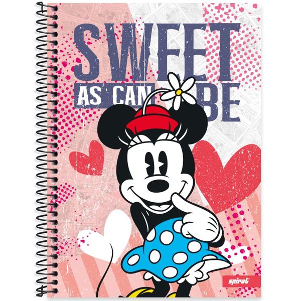 Caderno universitário capa dura 1x1 80 folhas, Disney Mickey & Minnie, Spiral, 2276632 - PT 1 UN