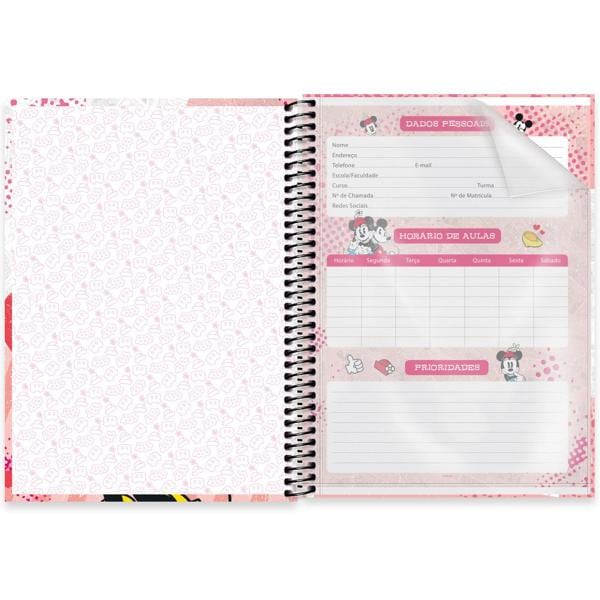 Caderno universitário capa dura 1x1 80 folhas, Disney Mickey & Minnie, Spiral, 2276632 - PT 1 UN