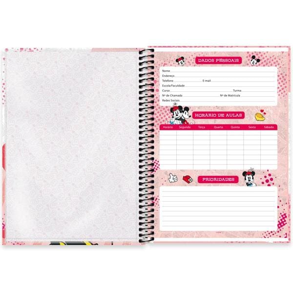 Caderno universitário capa dura 1x1 80 folhas, Disney Mickey & Minnie, Spiral, 2276632 - PT 1 UN