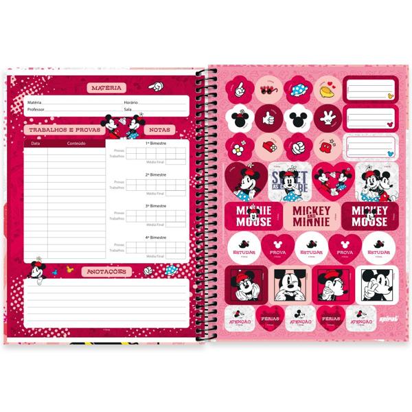 Caderno universitário capa dura 1x1 80 folhas, Disney Mickey & Minnie, Spiral, 2276632 - PT 1 UN