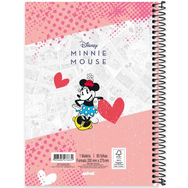 Caderno universitário capa dura 1x1 80 folhas, Disney Mickey & Minnie, Spiral, 2276632 - PT 1 UN