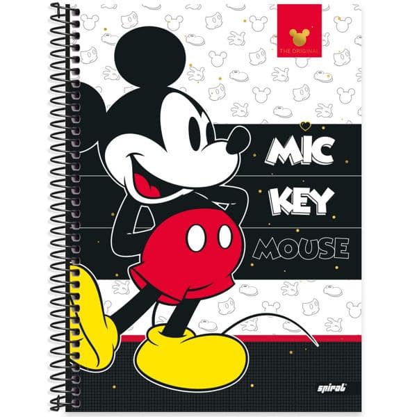 Caderno universitário capa dura 1x1 80 folhas, Mickey Disney Clássico, Spiral, 2276656 - PT 1 UN