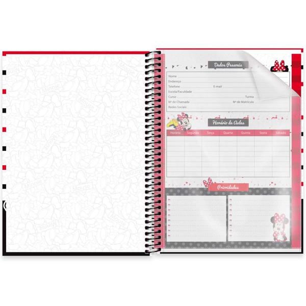 Caderno universitário capa dura 1x1 80 folhas, Disney Minnie Clássico, Spiral, 2276663 - PT 1 UN