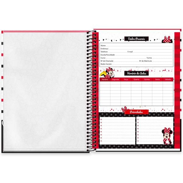 Caderno universitário capa dura 1x1 80 folhas, Disney Minnie Clássico, Spiral, 2276663 - PT 1 UN