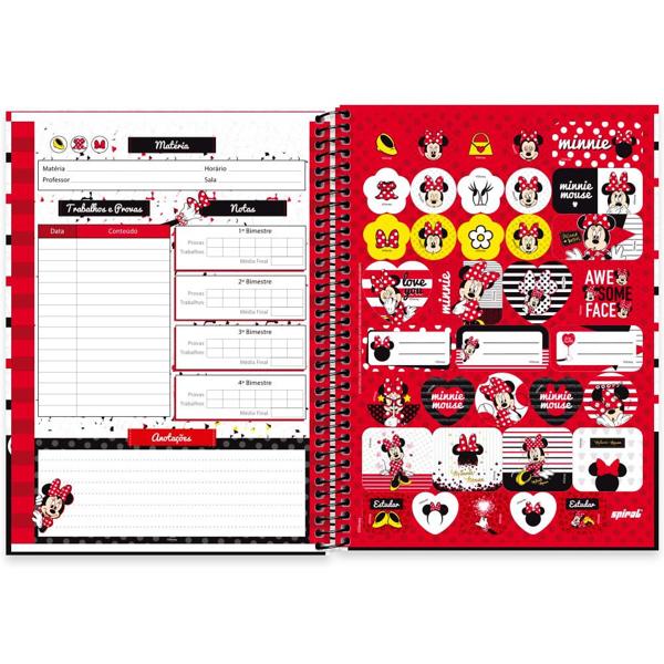 Caderno universitário capa dura 1x1 80 folhas, Disney Minnie Clássico, Spiral, 2276663 - PT 1 UN