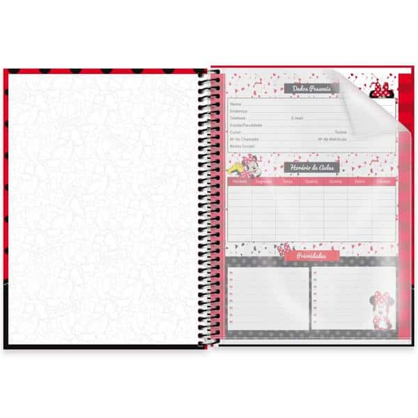 Caderno universitário capa dura 1x1 80 folhas, Minnie Disney Clássico, Spiral, 2277929 - PT 1 UN