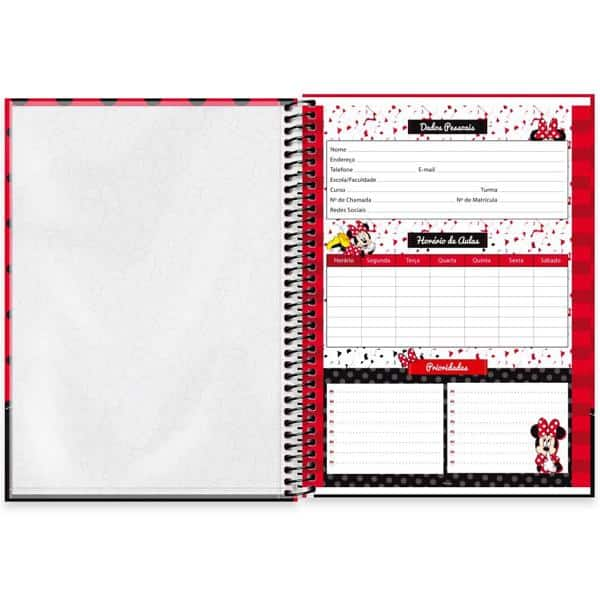 Caderno universitário capa dura 1x1 80 folhas, Minnie Disney Clássico, Spiral, 2277929 - PT 1 UN