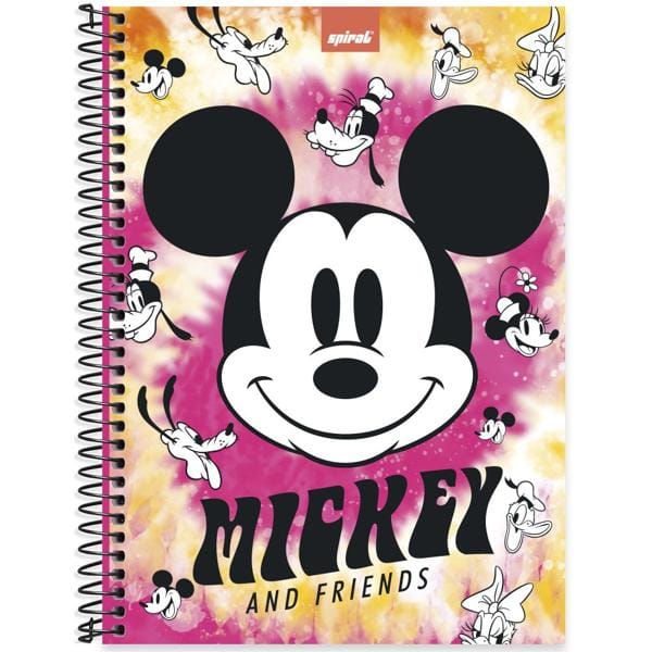 Caderno universitário capa dura 1x1 80 folhas, Mickey Disney Friends, Spiral, 2278001 - PT 1 UN