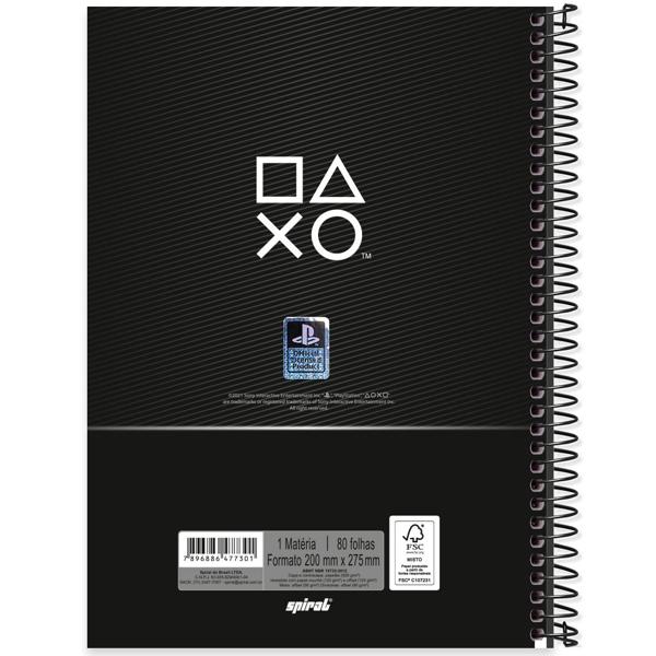 Caderno universitário capa dura 1x1 80 folhas, Playstation, Spiral, 2277301 - PT 1 UN