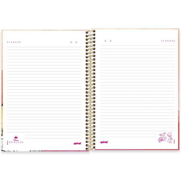 Caderno universitário capa dura 1x1 80 folhas, Princesas Disney Bela, Spiral, 2276724 - PT 1 UN