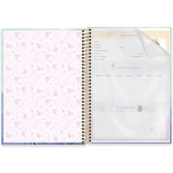 Caderno universitário capa dura 1x1 80 folhas, Princesas Disney Ariel, Spiral, 2276748 - PT 1 UN